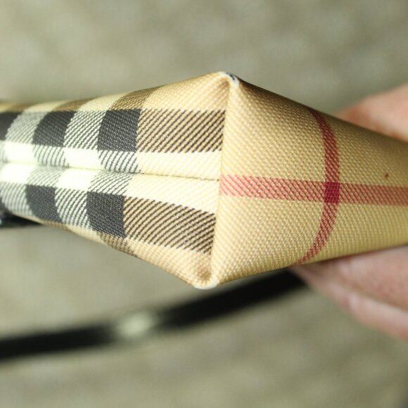 Burberry London Women´s NovaCheck Pattern Coated Canvas Beige  Handbag - Picture 14 of 16